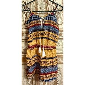 Rue 21 Juniors Floral Rayon Strappy Romper - Yellow Multi - Medium (6-8)